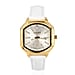 Gamages Of London Swiss Quartz Movement Water Resistant Ladies Viscountess Diamond Gold White Watch with White Leather Strap