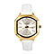 Gamages Of London Swiss Quartz Movement Water Resistant Ladies Viscountess Diamond Gold White Watch with White Leather Strap