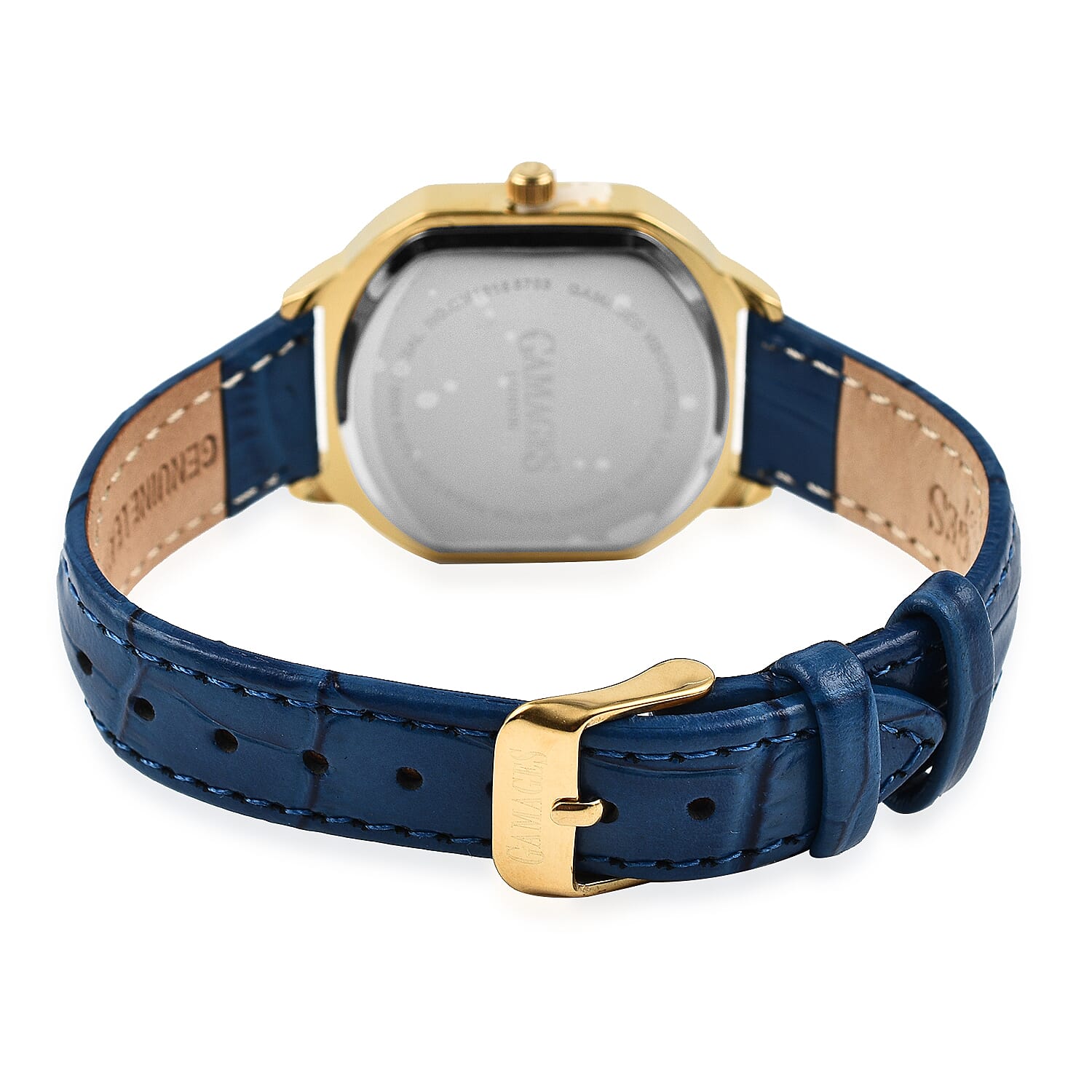 Gamages Of London Swiss Quartz Movement Water Resistant Ladies Viscountess Diamond Gold Navy Watch with Royal Blue Leather Bracelet