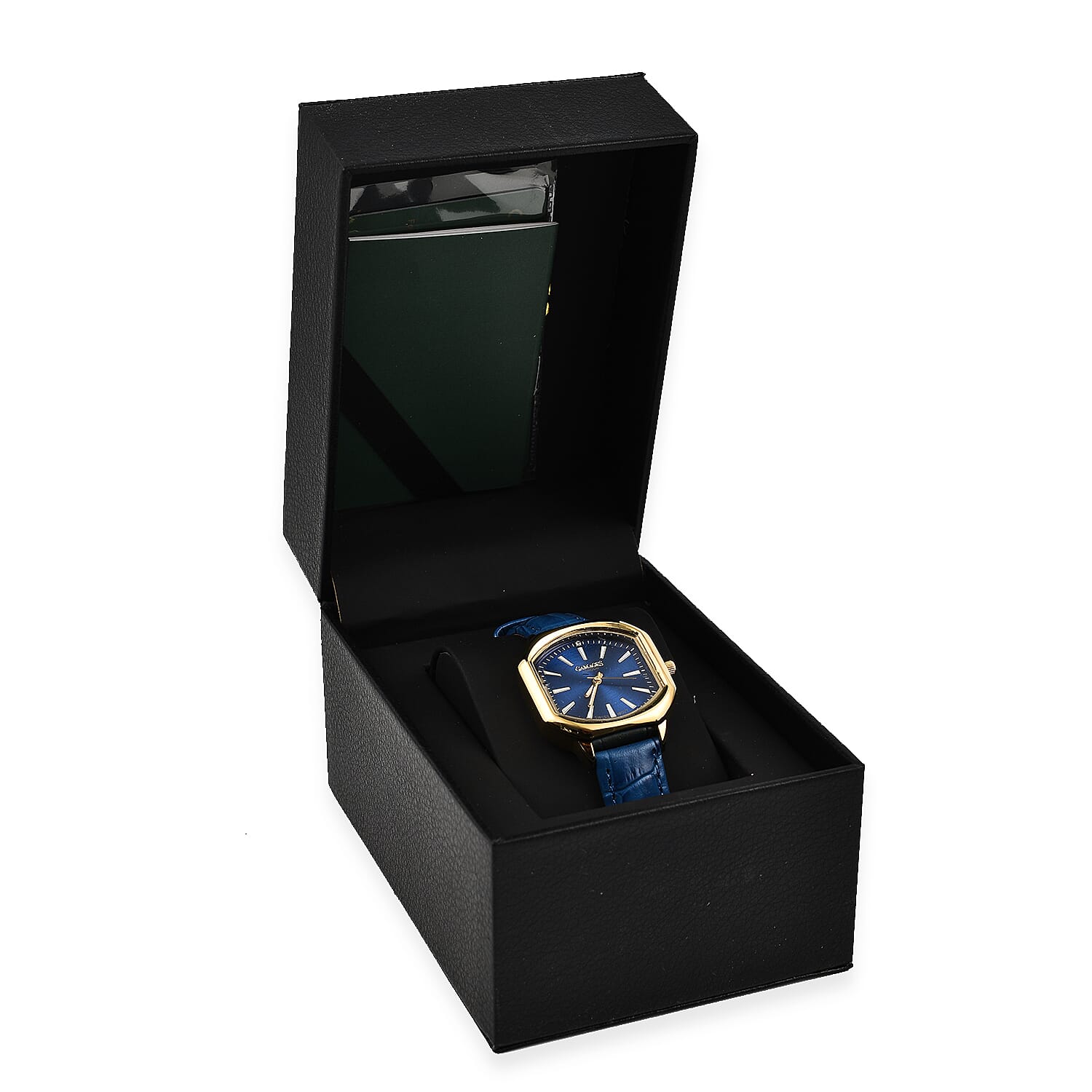 Gamages Of London Swiss Quartz Movement Water Resistant Ladies Viscountess Diamond Gold Navy Watch with Royal Blue Leather Bracelet