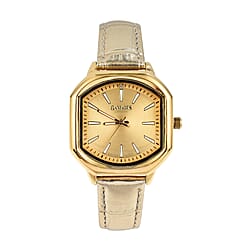 Gamages Of London Swiss Quartz Movement Water Resistant Ladies Viscountess Diamond Gold White Watch with White Leather Strap