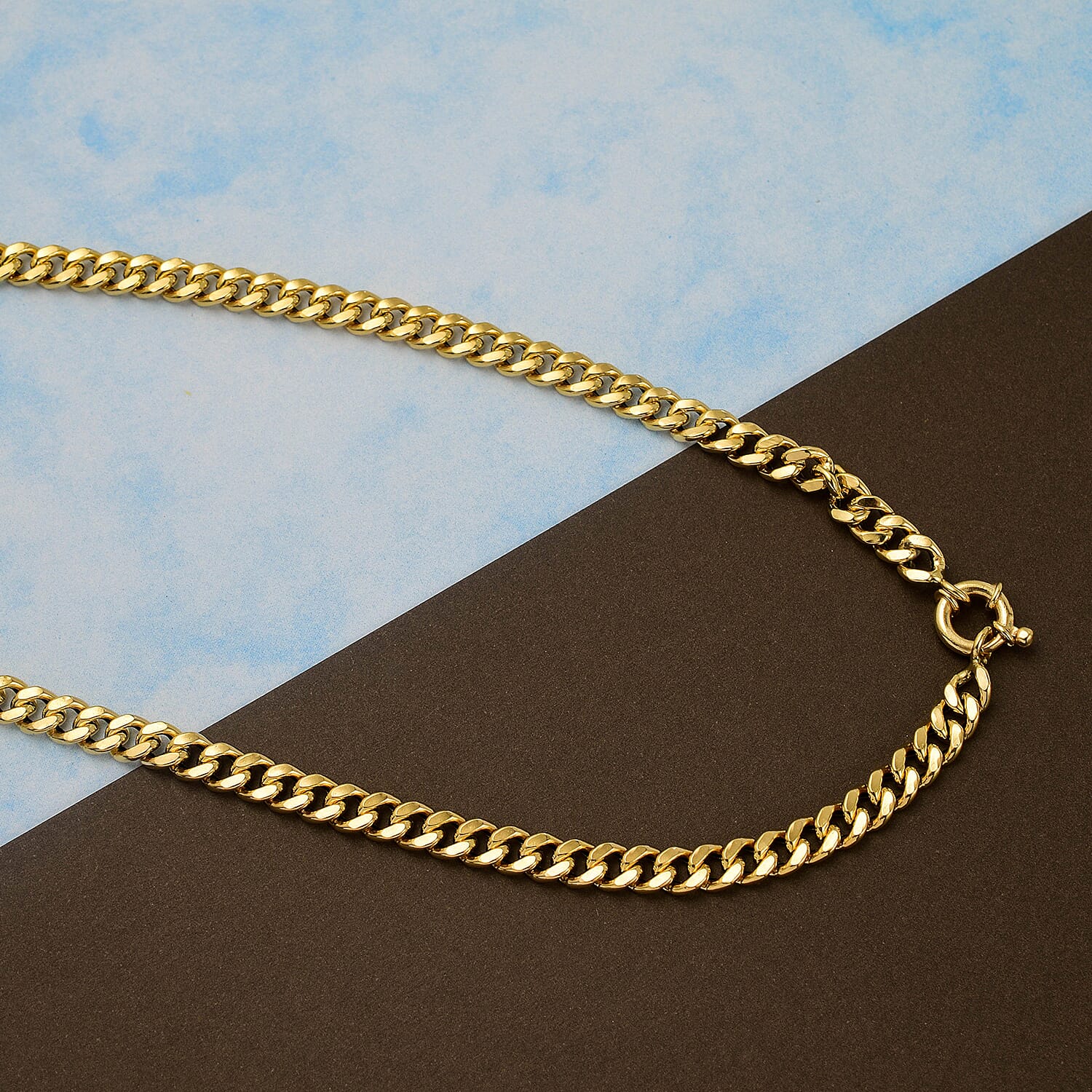 Italian Boutique Close Out  9K Yellow Gold Cuban Mirror Necklace with Senorita Clasp (Size - 20), Gold Wt 8.00 GM