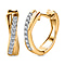 White Diamond J Hoop Half Hoop Earring in 18K Vermeil Yellow Gold Plated Sterling Silver 0.32 ct  0.324  Ct.