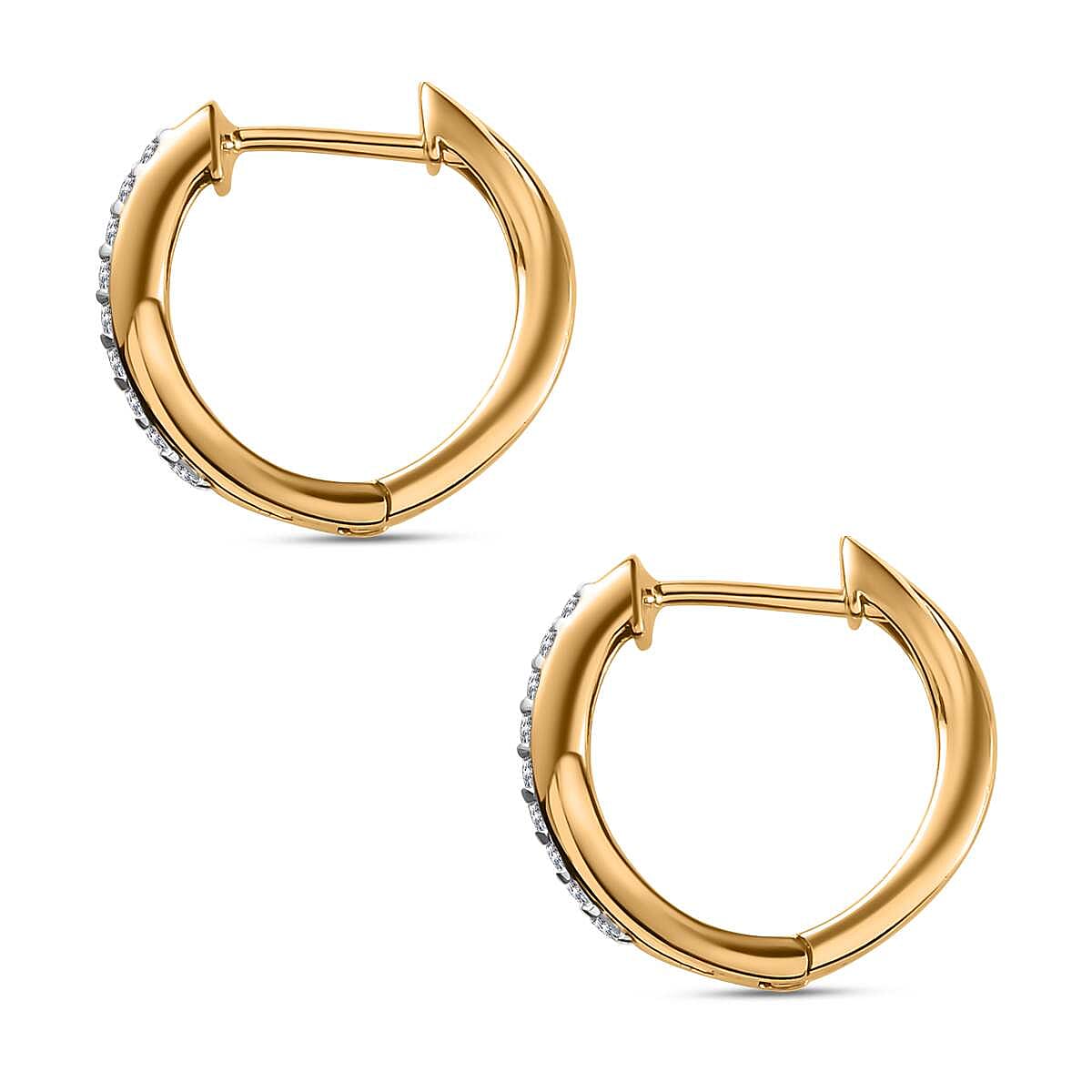 Diamond Hoop Earrings in 18K Vermeil Yellow Gold Plated Sterling Silver