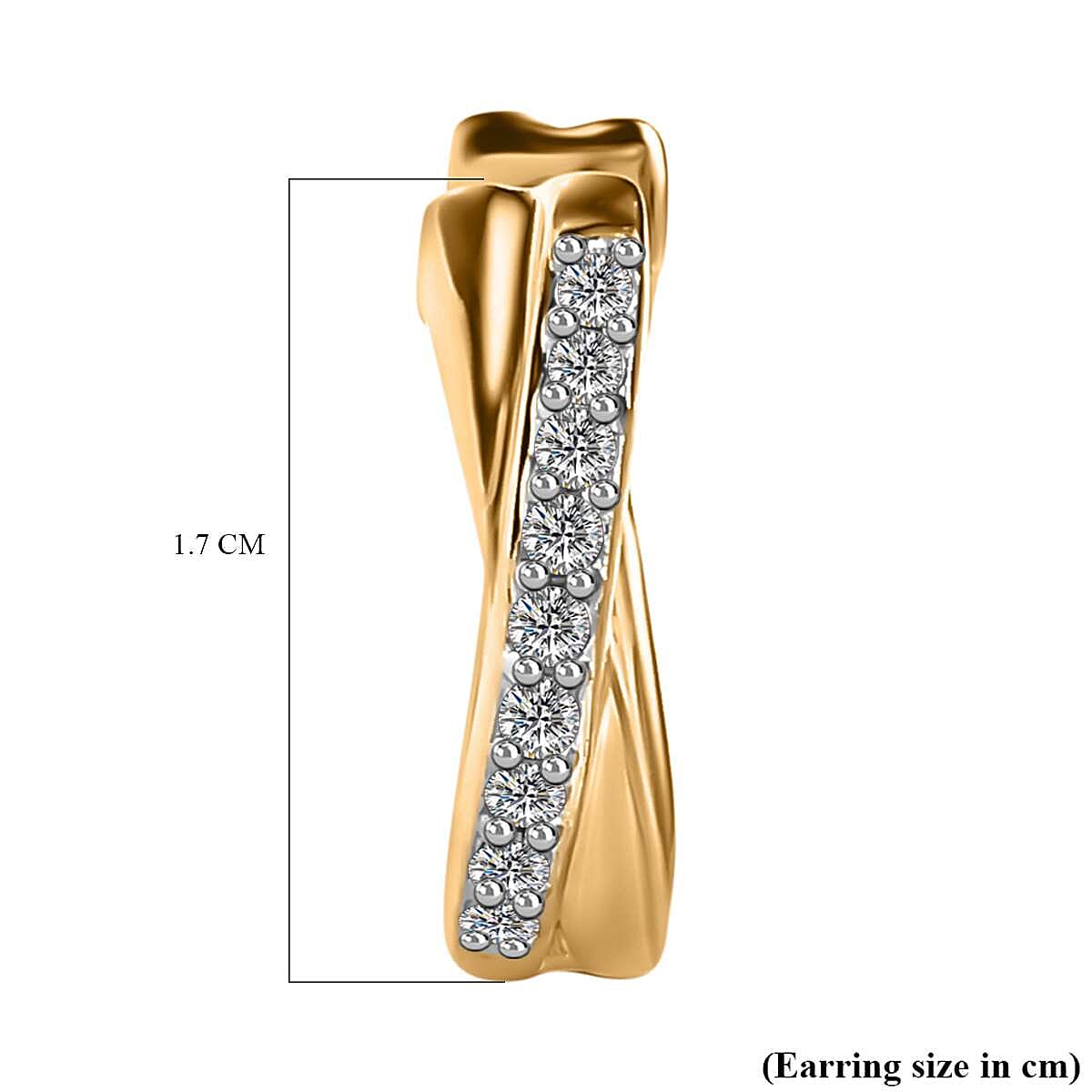 Diamond Hoop Earrings in 18K Vermeil Yellow Gold Plated Sterling Silver