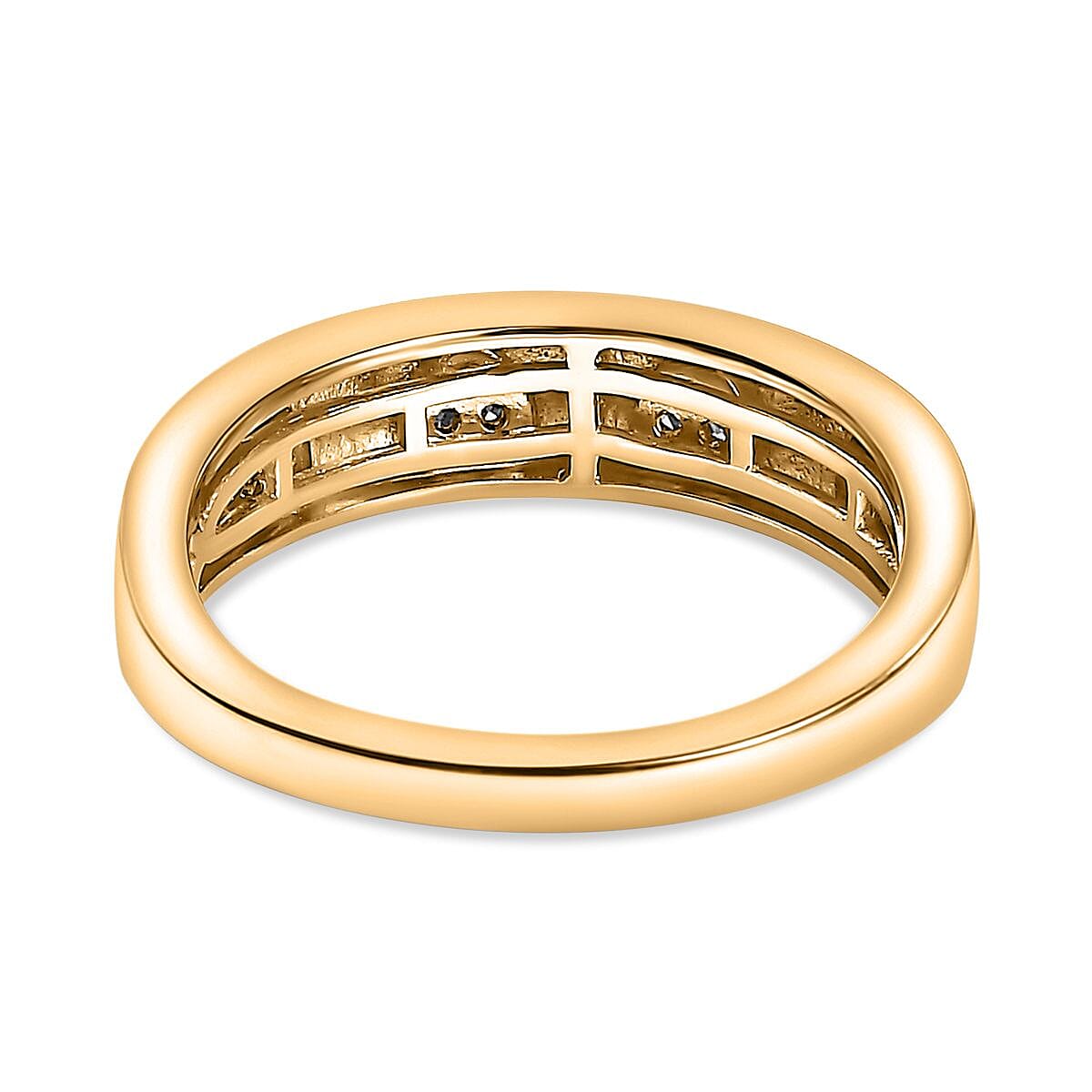 Diamond Half-Eternity Heart Band Ring in 18K Vermeil Yellow Gold Plated Sterling Silver 0.10 Ct