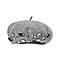 French Style Woollen Beret With Crystals - Grey