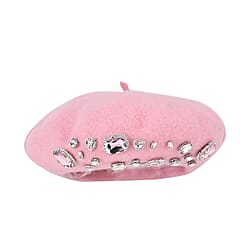 French Style Woollen Beret With Crystals - Yellow