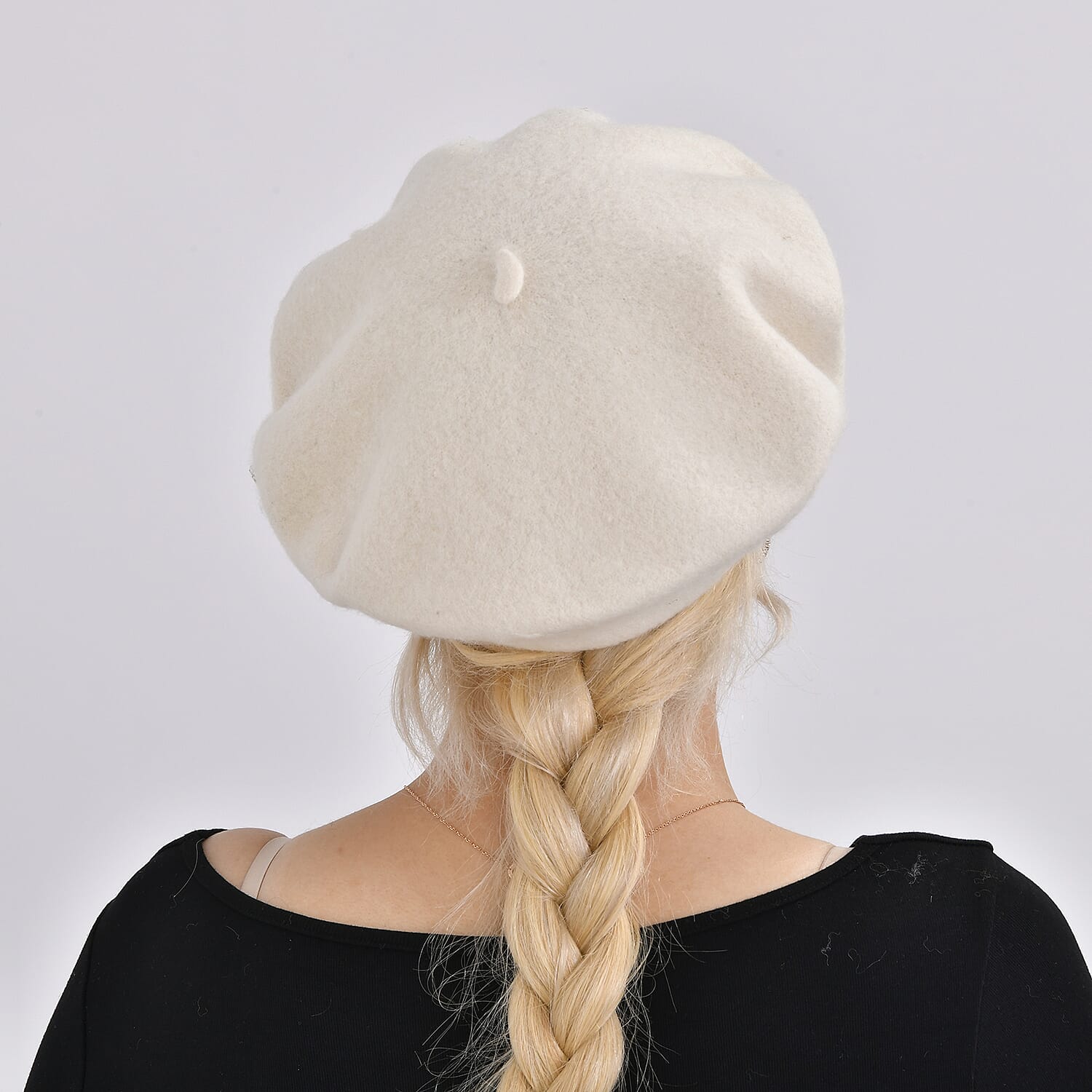 French Style Woollen Beret With Crystals - White