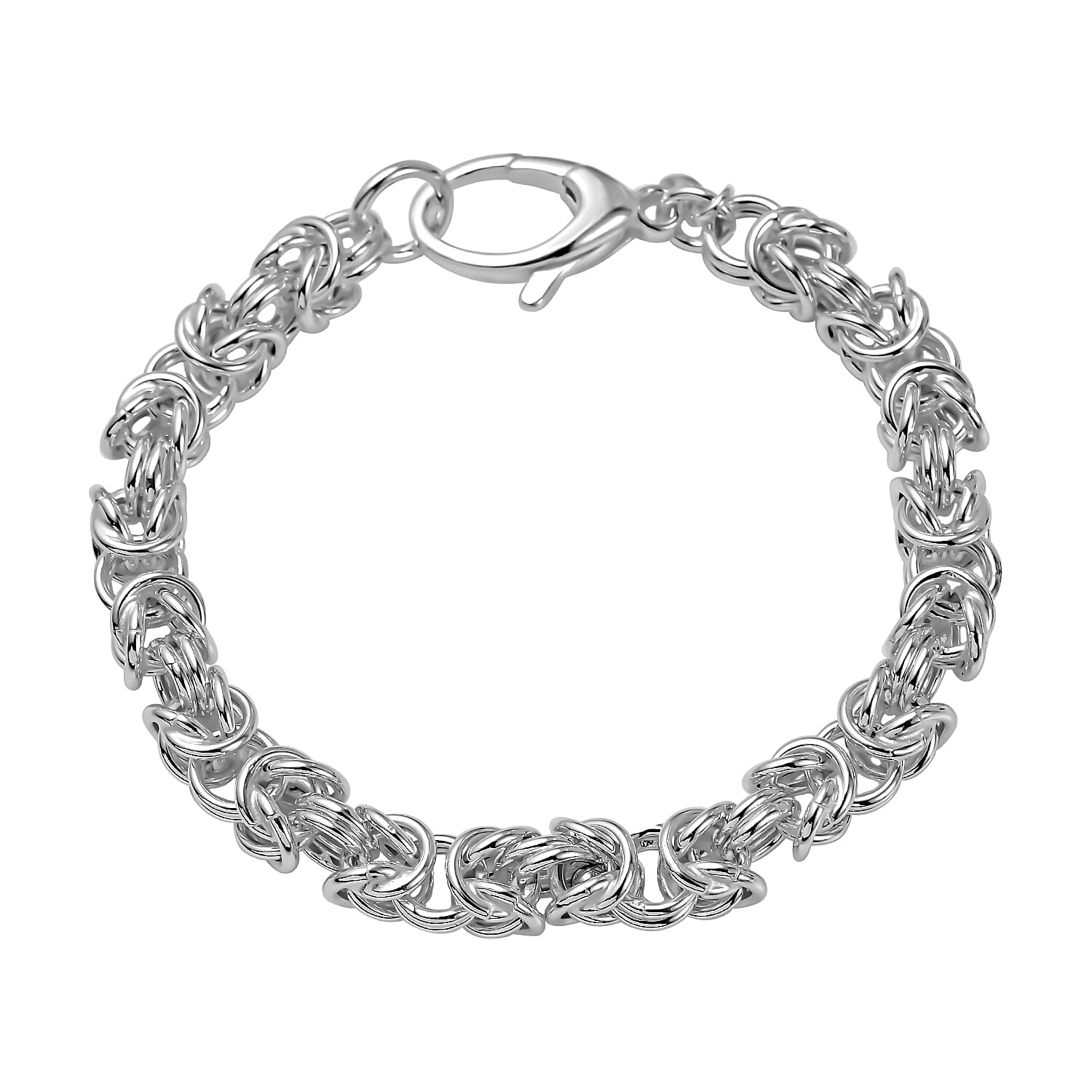 Italian Hand Made- Sterling Silver Byzantine Bracelet (Size - 7.5),