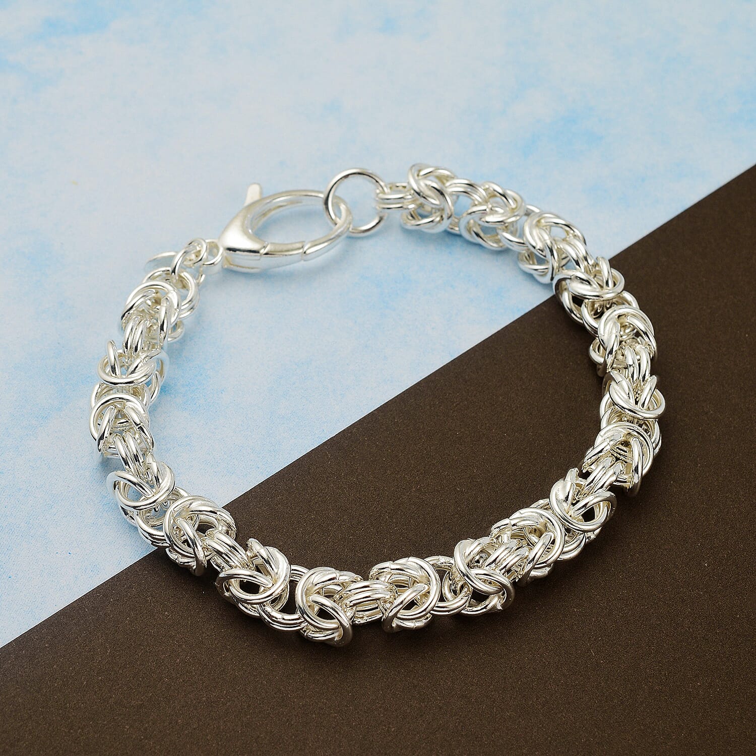 Italian Hand Made- Sterling Silver Byzantine Bracelet (Size - 7.5),