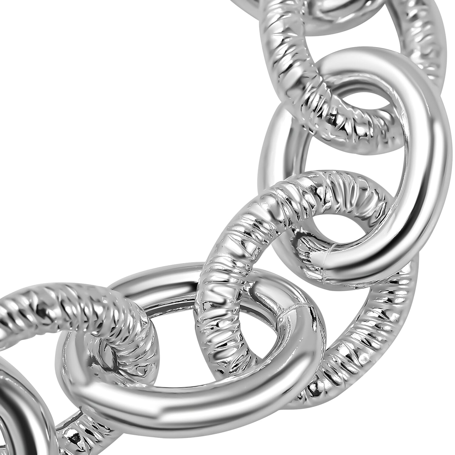 La Bella Italian Made Oval Link Sterling Silver Bracelet (Size 7.5), Silver Wt. 29.45 Gms.