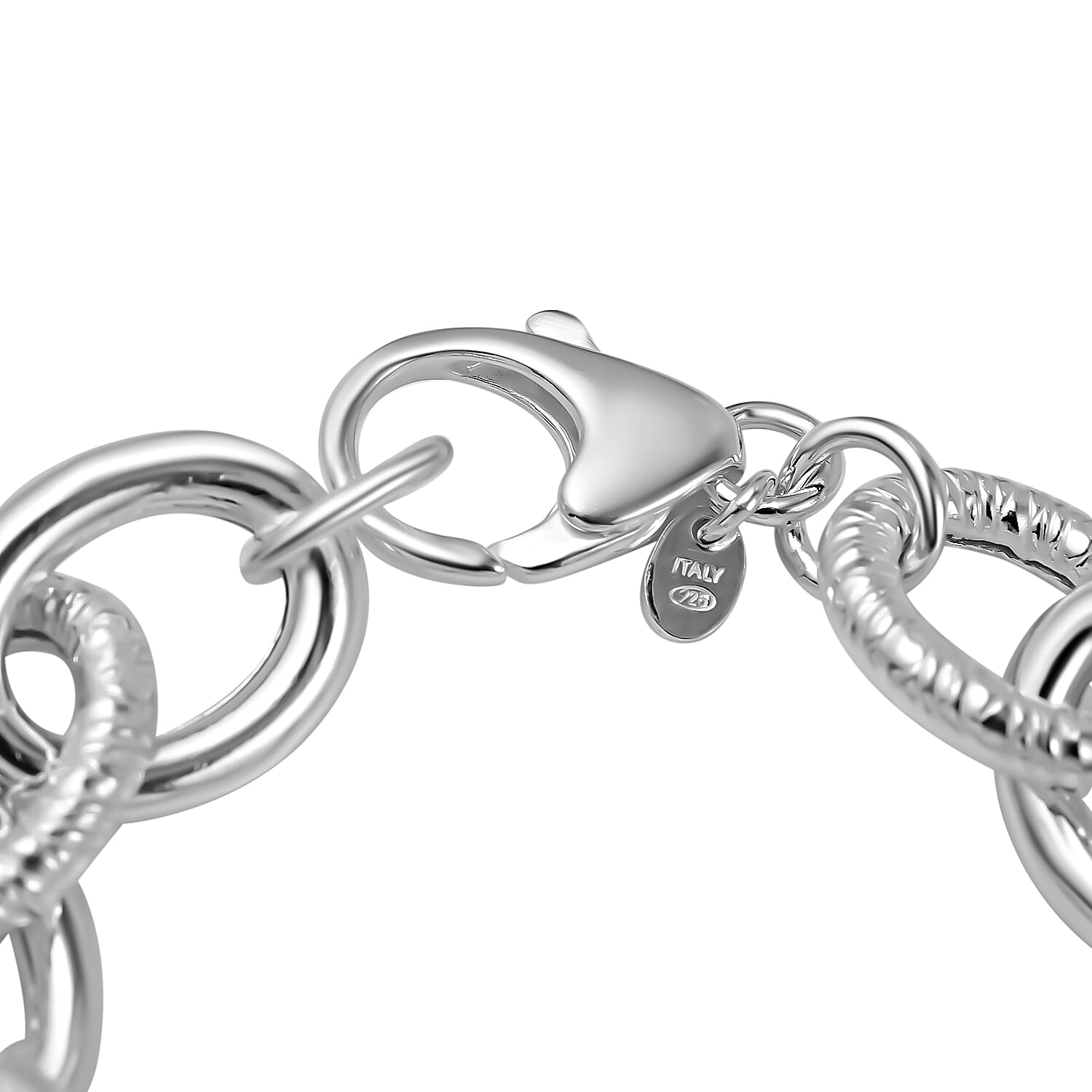 La Bella Italian Made Oval Link Sterling Silver Bracelet (Size 7.5), Silver Wt. 29.45 Gms.