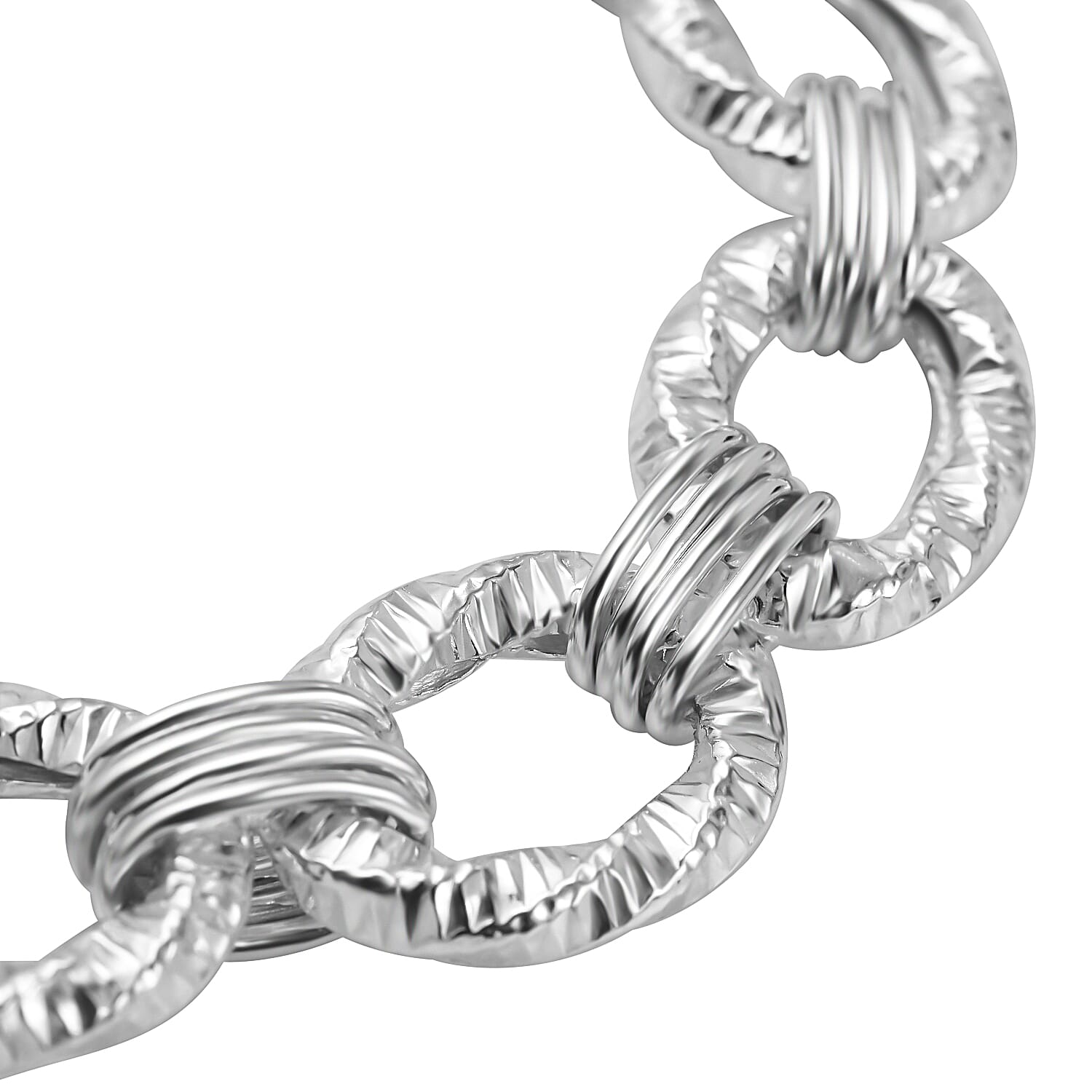 La Bella Italian Made Flat Link Sterling Silver Bracelet (Size - 7.5), 30.5 Gms