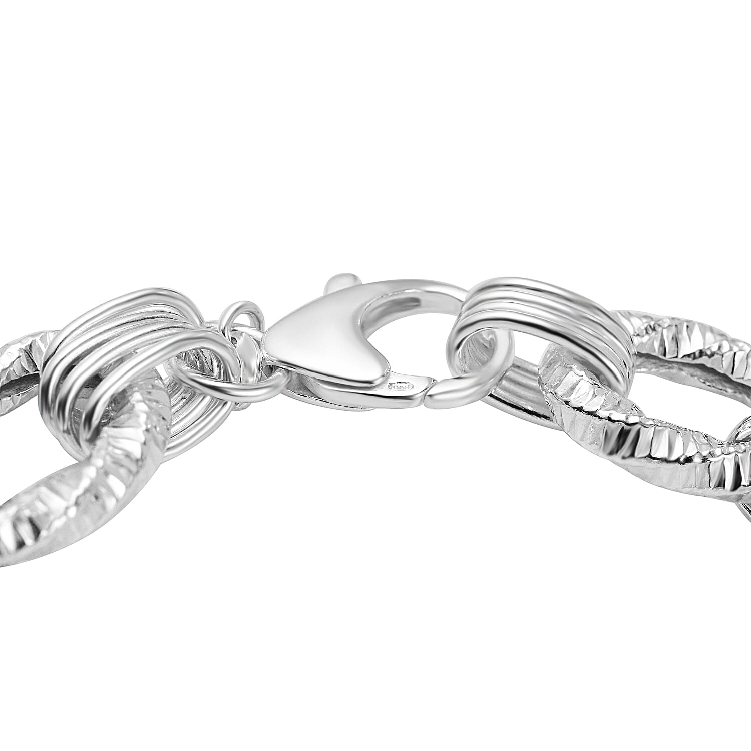 La Bella Italian Made Flat Link Sterling Silver Bracelet (Size - 7.5), 30.5 Gms