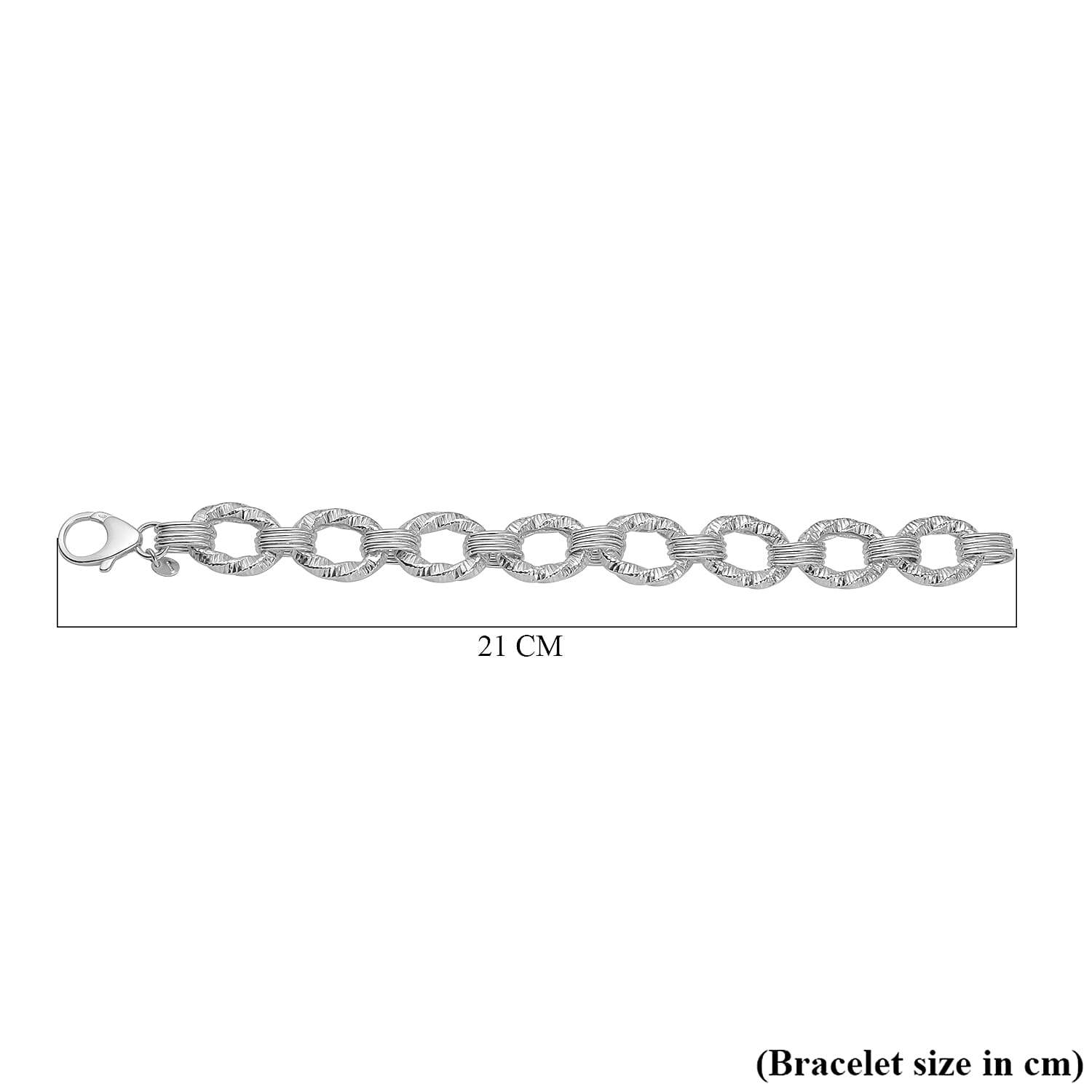 La Bella Italian Made Flat Link Sterling Silver Bracelet (Size - 7.5), 30.5 Gms
