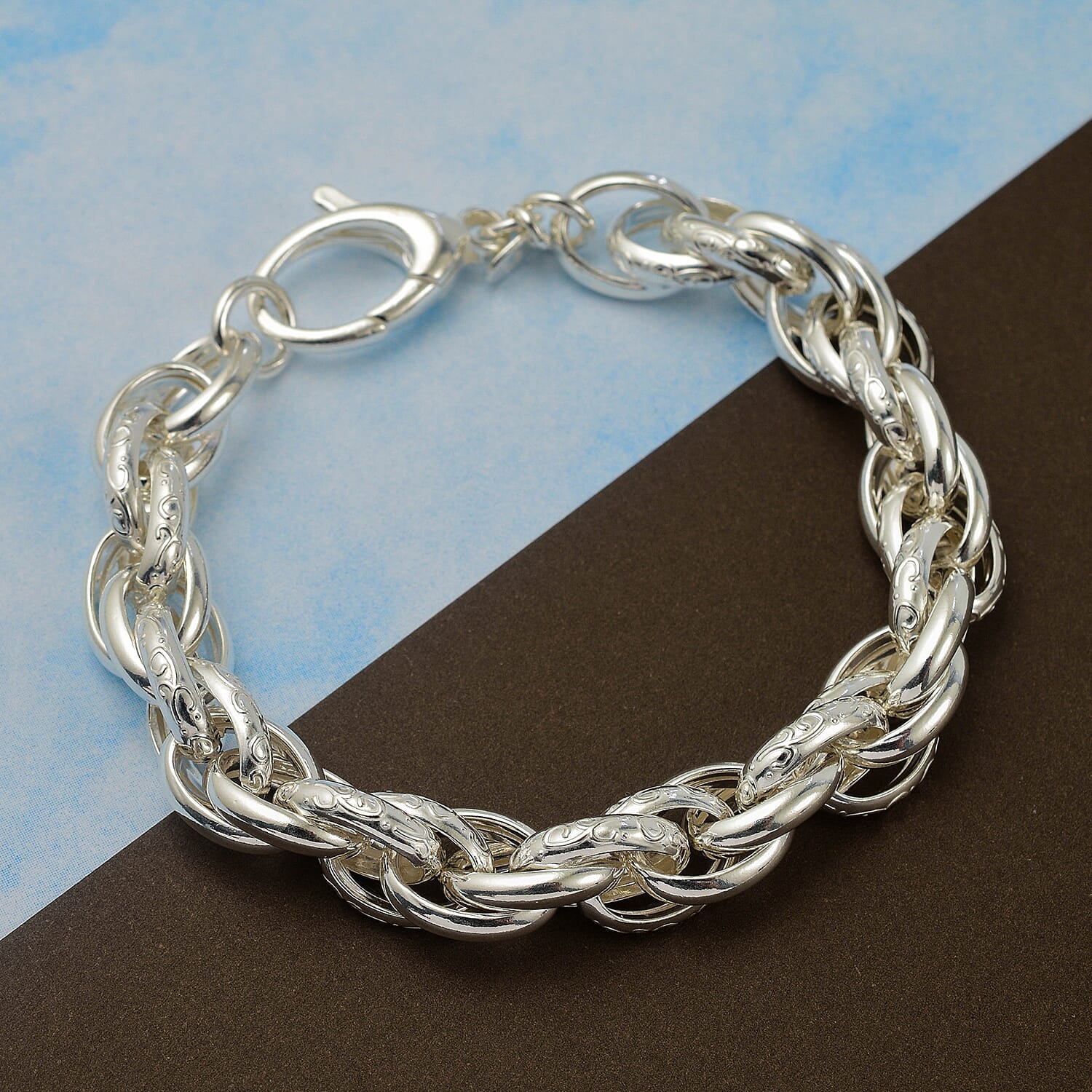 La Bella Italian Made Sterling Silver Prince of Wales Bracelet (Size - 7.5), 18.9 Gms