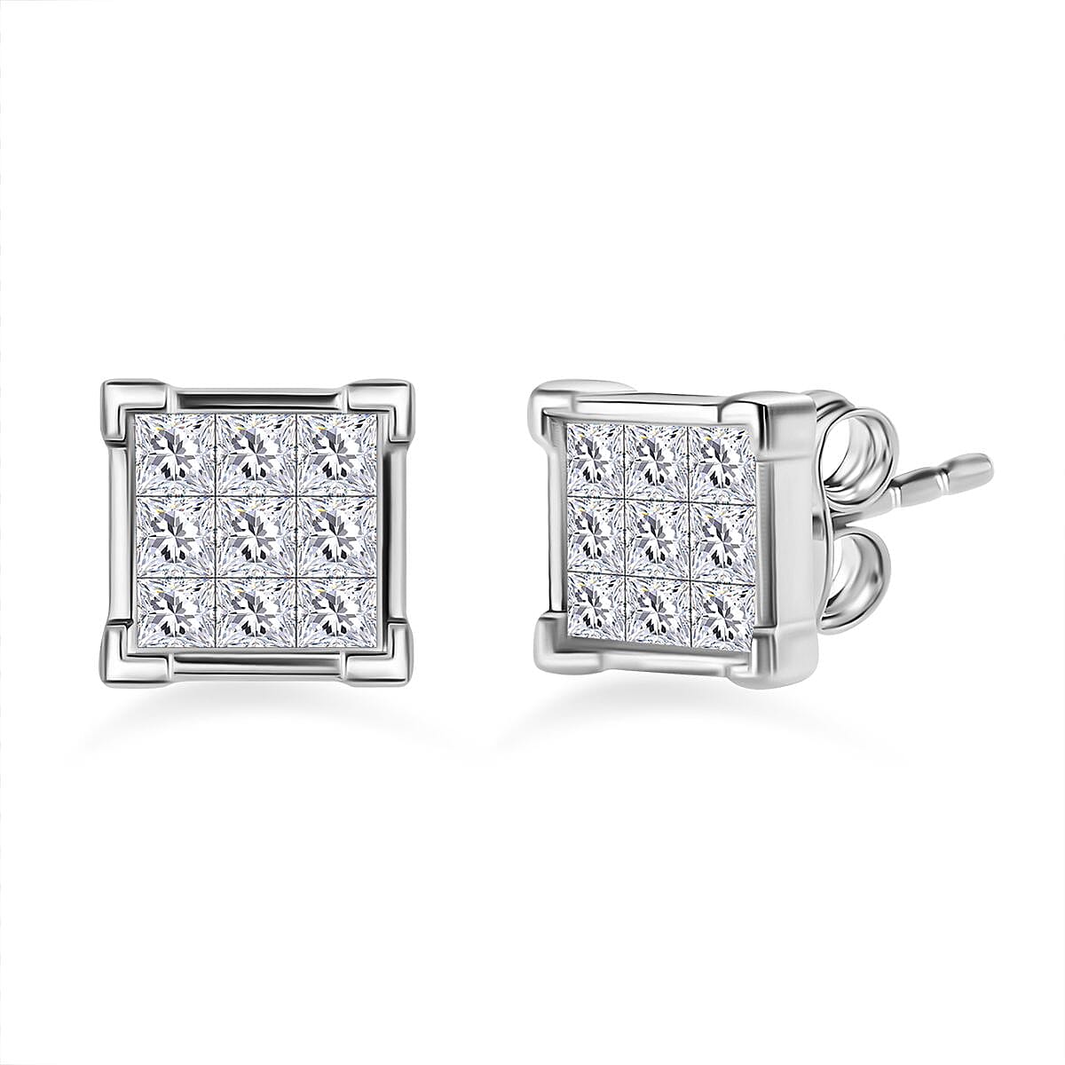 Square diamond cluster on sale earrings