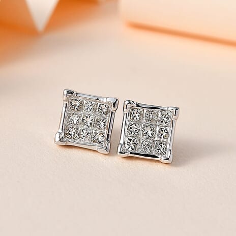 New York Close Out - 14K White Gold SGL Certified Diamond (I1-I2-G-H) Stud Earrings 1.01 Ct