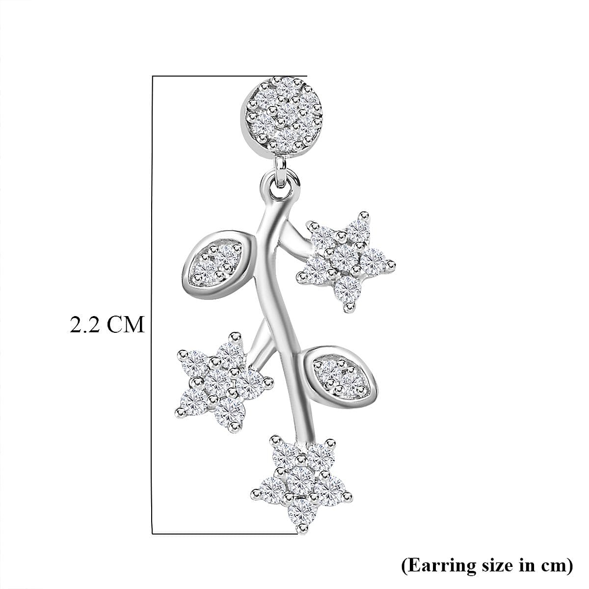 White Diamond  Solitaire Stud Push Post Earring in Platinum Overlay Sterling Silver 0.49 ct  0.506  Ct.