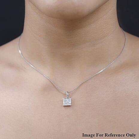 14K White Gold SGL Certified Diamond (I1-I2-G-H) Pendant 0.50 Ct.