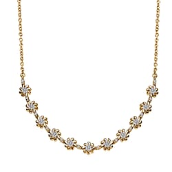 Diamond Floral Necklace (Size - 18) in Platinum Overlay Sterling Silver 0.50 Ct, Silver Wt. 8.0 Gms