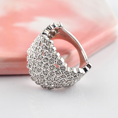 Diamond Ring in Platinum Overlay Sterling Silver 0.54 Ct