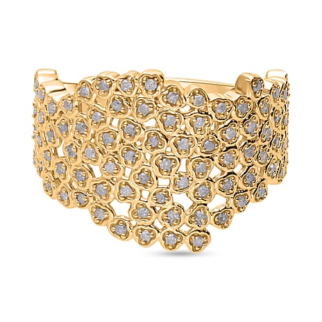 One Time Deal - Diamond Palmyre Ring in 18K Vermeil YG Plated Sterling Silver 0.54 Ct