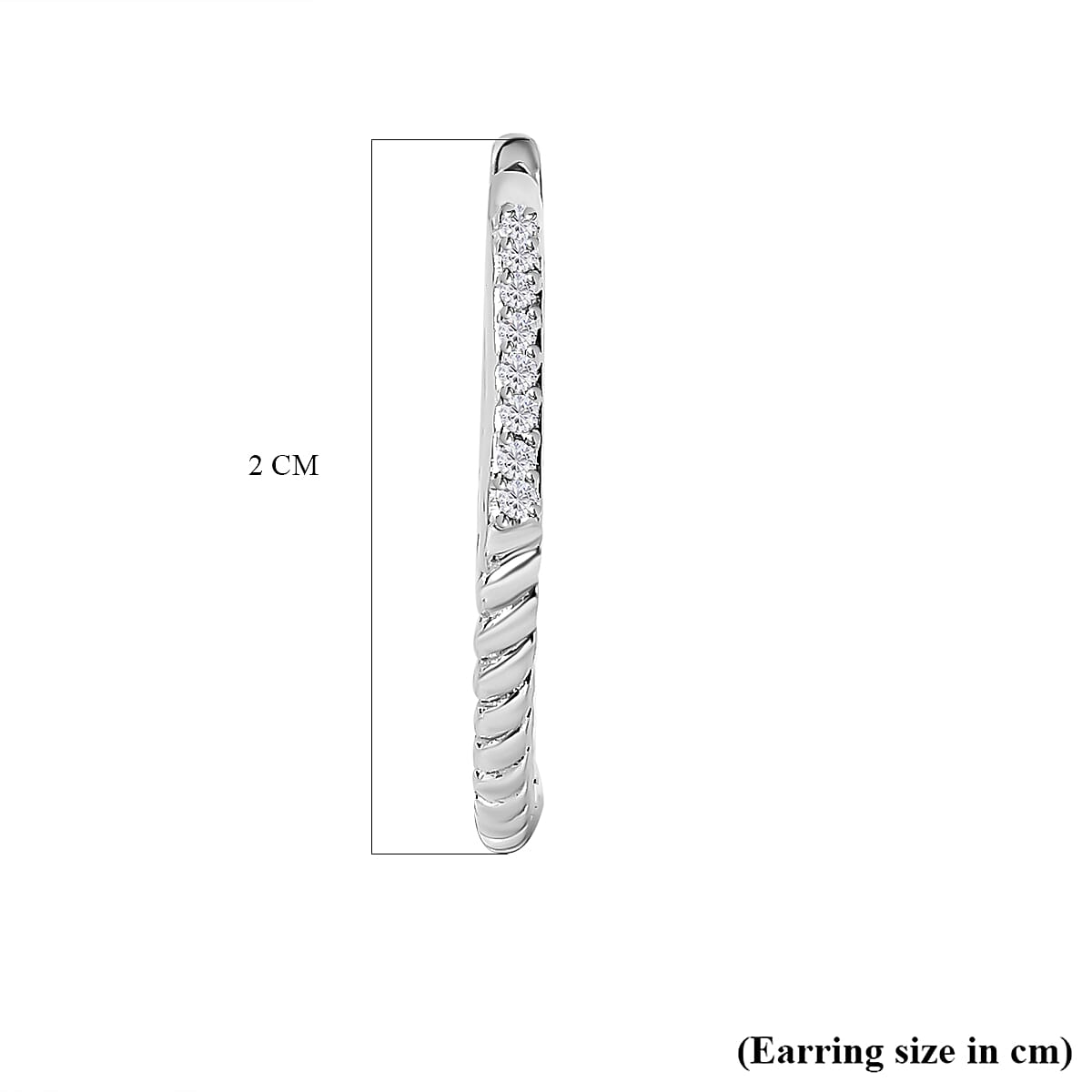 Diamond Spiral Hoop Earrings in Platinum Overlay Sterling Silver 0.17 Ct