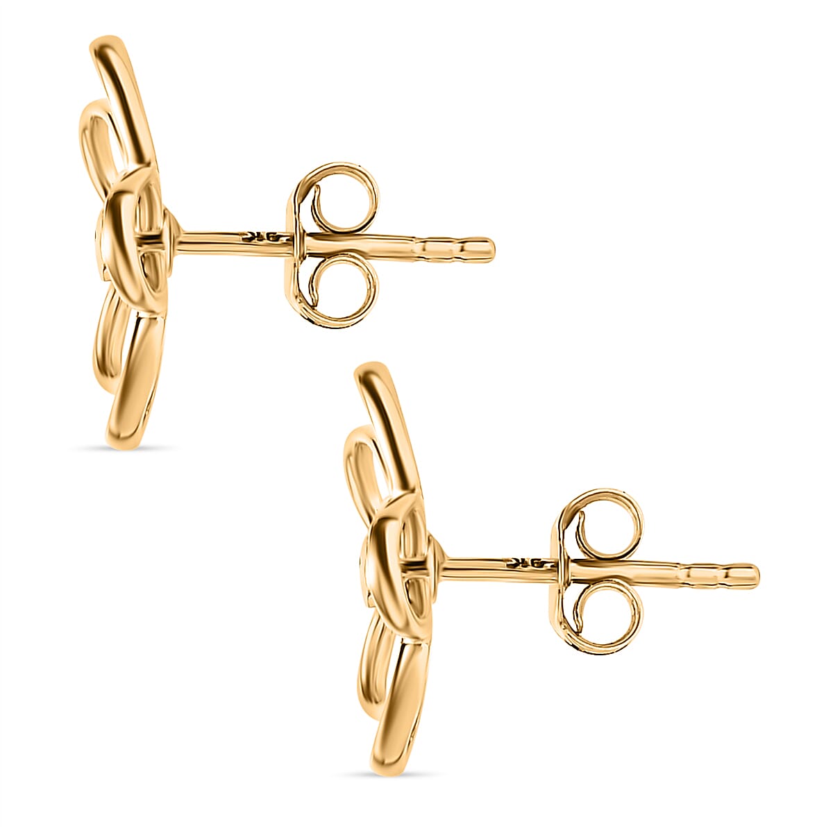 9K Yellow Gold Solitaire Diamond Floral Earrings