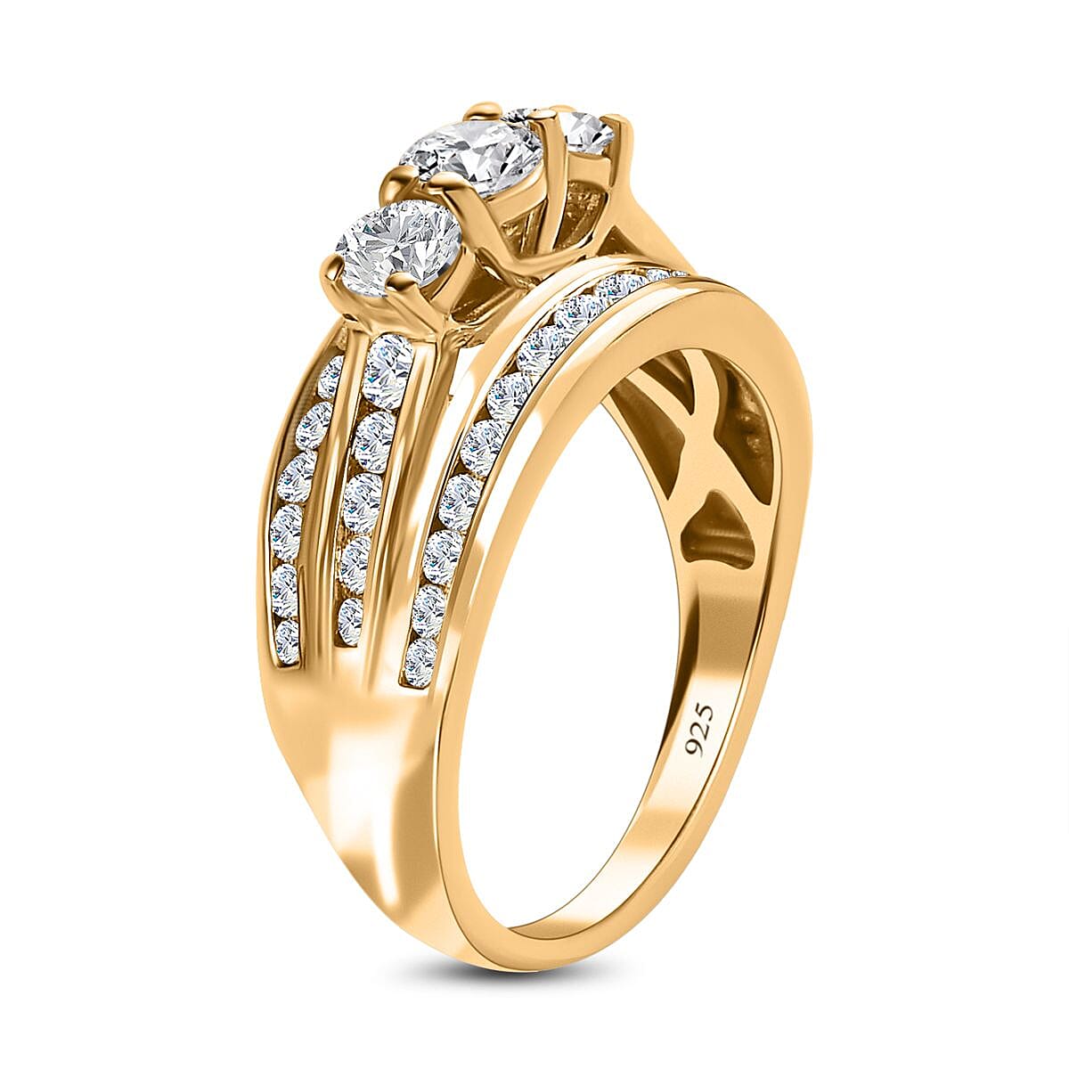 Moissanite Half Eternity Ring in 18K Yellow Gold Vermeil Plated Sterling Silver 1.21 Ct