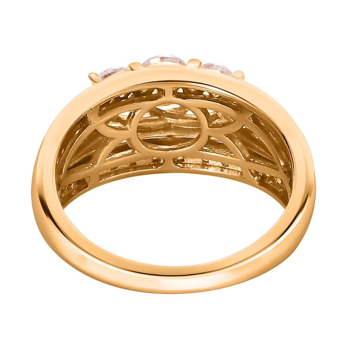 Moissanite Half Eternity Ring in 18K Yellow Gold Vermeil Plated Sterling Silver 1.21 Ct