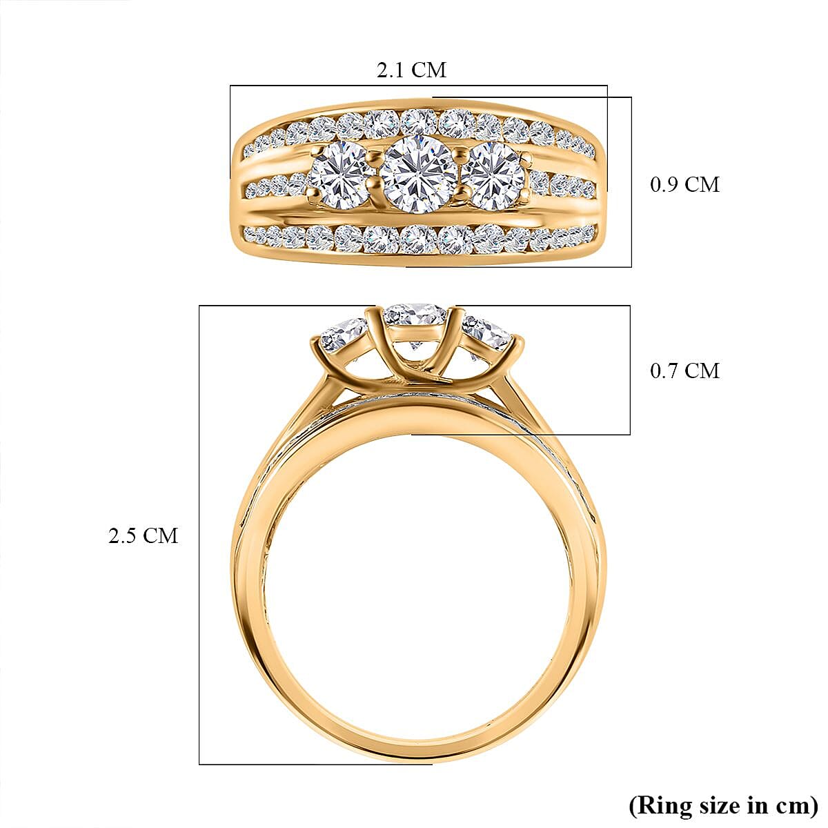 Moissanite Half Eternity Ring in 18K Yellow Gold Vermeil Plated Sterling Silver 1.21 Ct