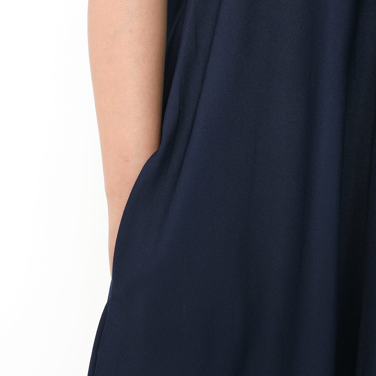 TAMSY Umbrella Style Round Neck Dress with Sleeve - Navy