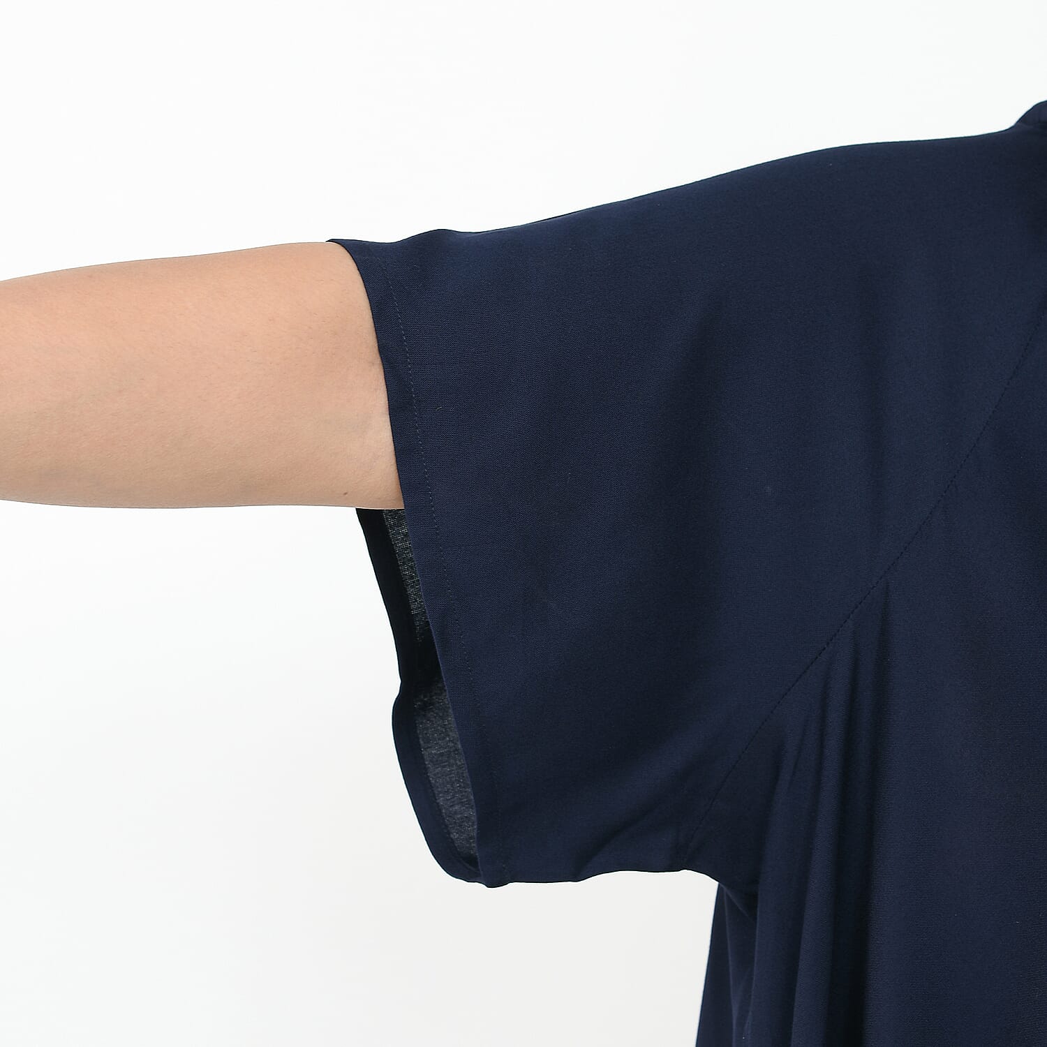 TAMSY Umbrella Style Round Neck Dress with Sleeve - Navy