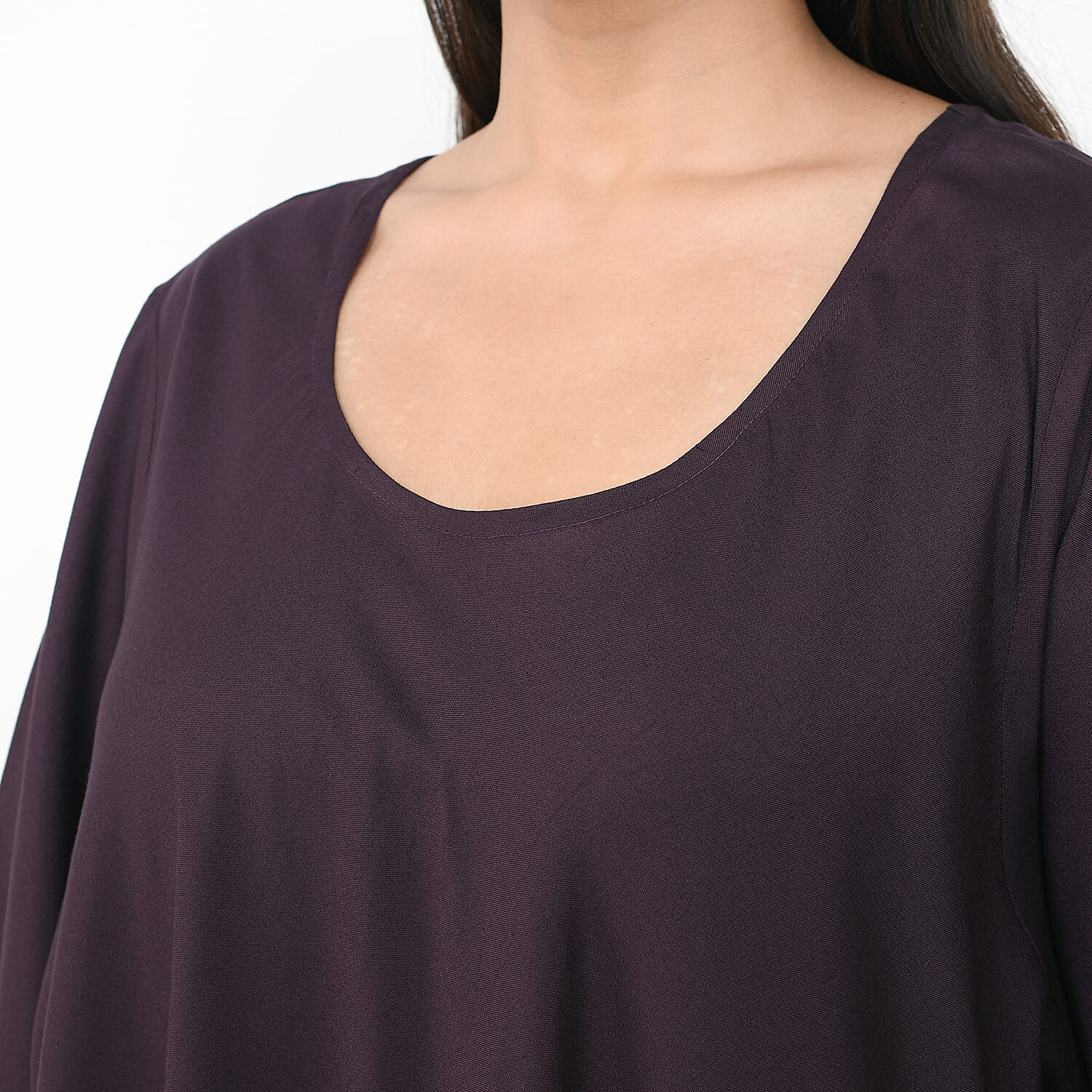 TAMSY Umbrella Style Round Neck Dress with Sleeve - Navy