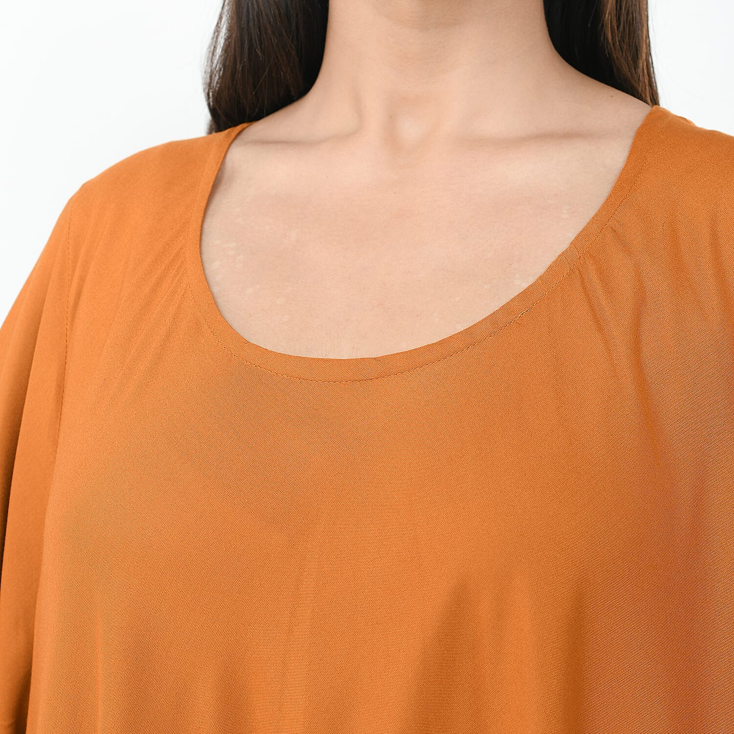 TAMSY Umbrella Style Round Neck Dress with Sleeve - Navy