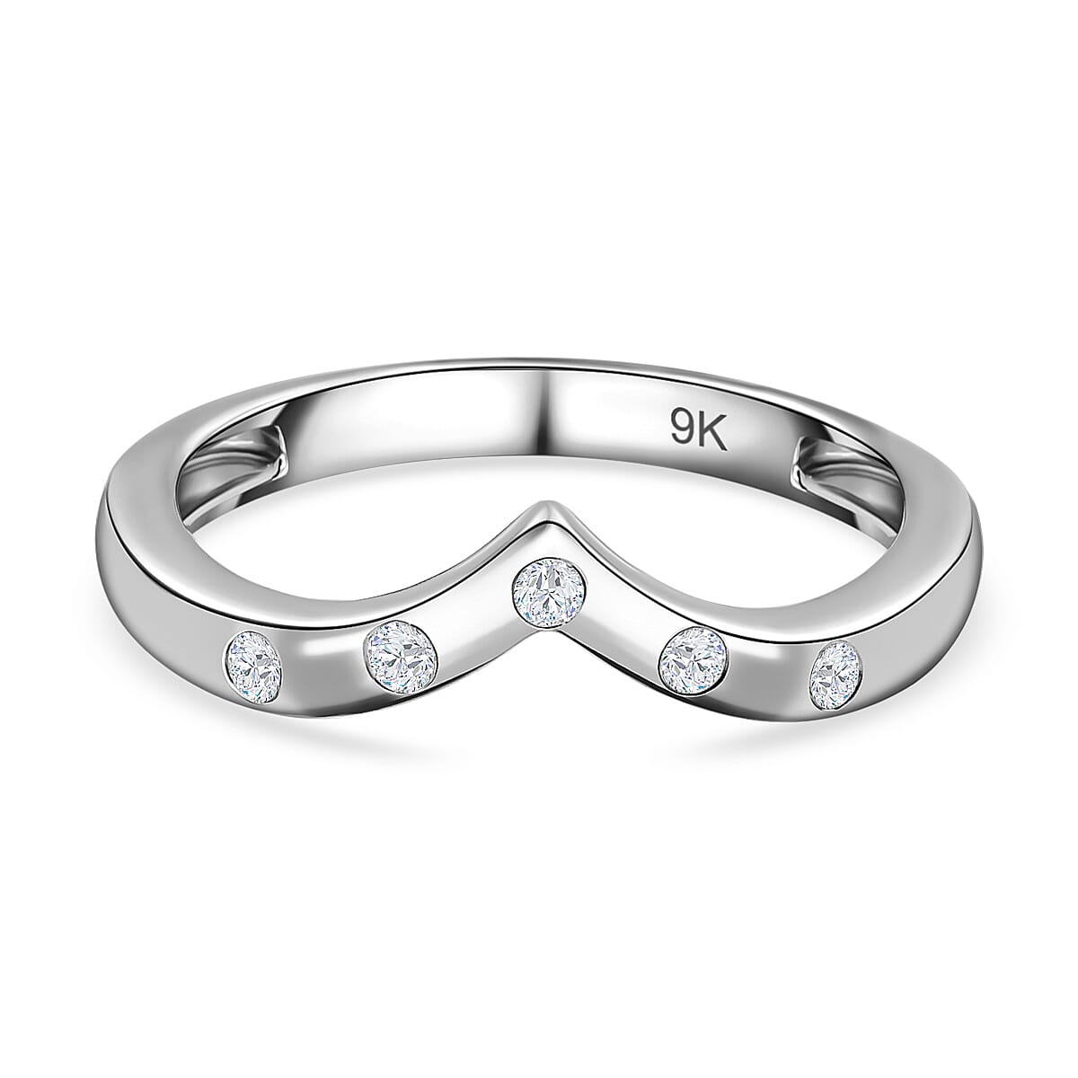 9K White Gold SGL Certified Diamond Wishbone Ring