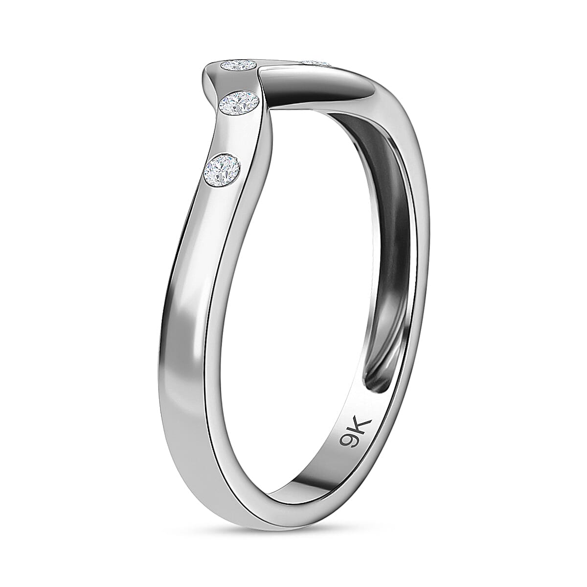 9K White Gold SGL Certified Diamond Wishbone Ring