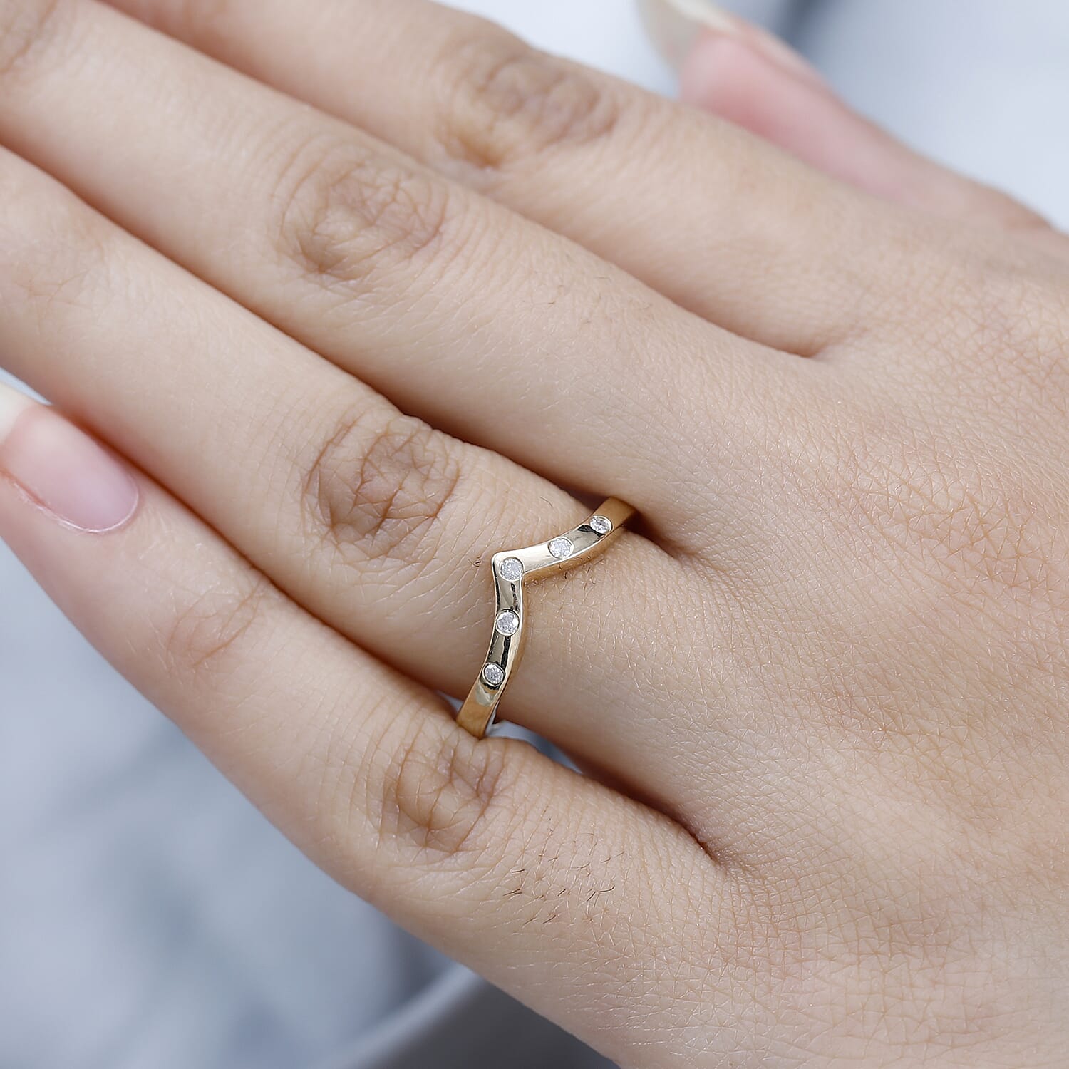 9K Yellow Gold SGL Certified Diamond Wishbone Ring
