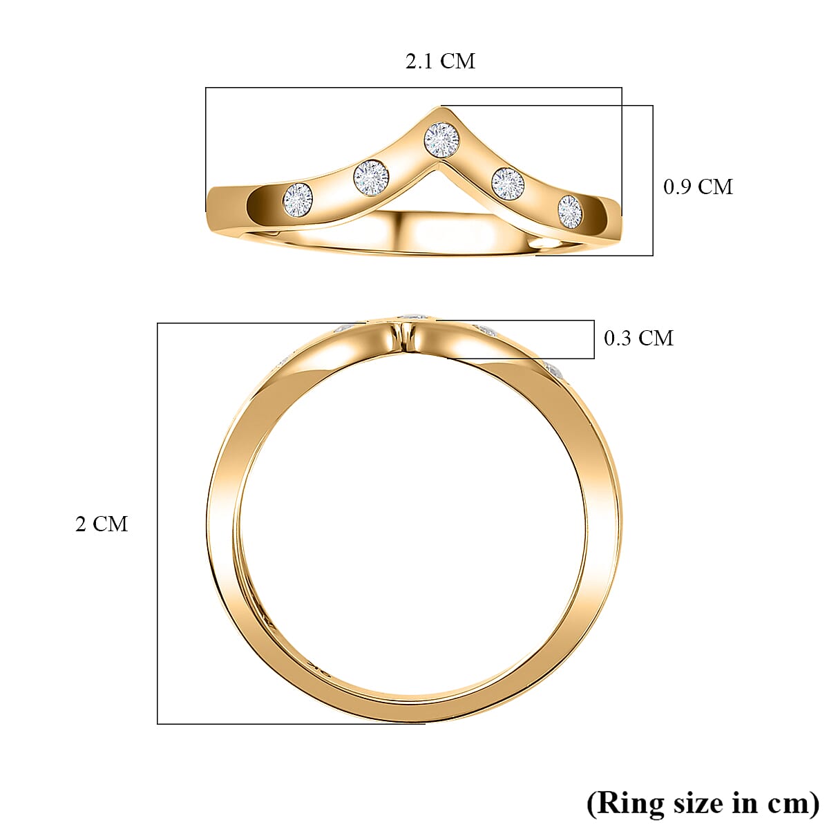 9K Yellow Gold SGL Certified Diamond Wishbone Ring