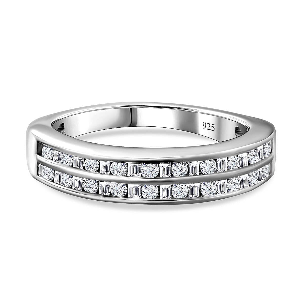 Diamond Half-Eternity Ring in Platinum Overlay Sterling Silver 0.50 Ct