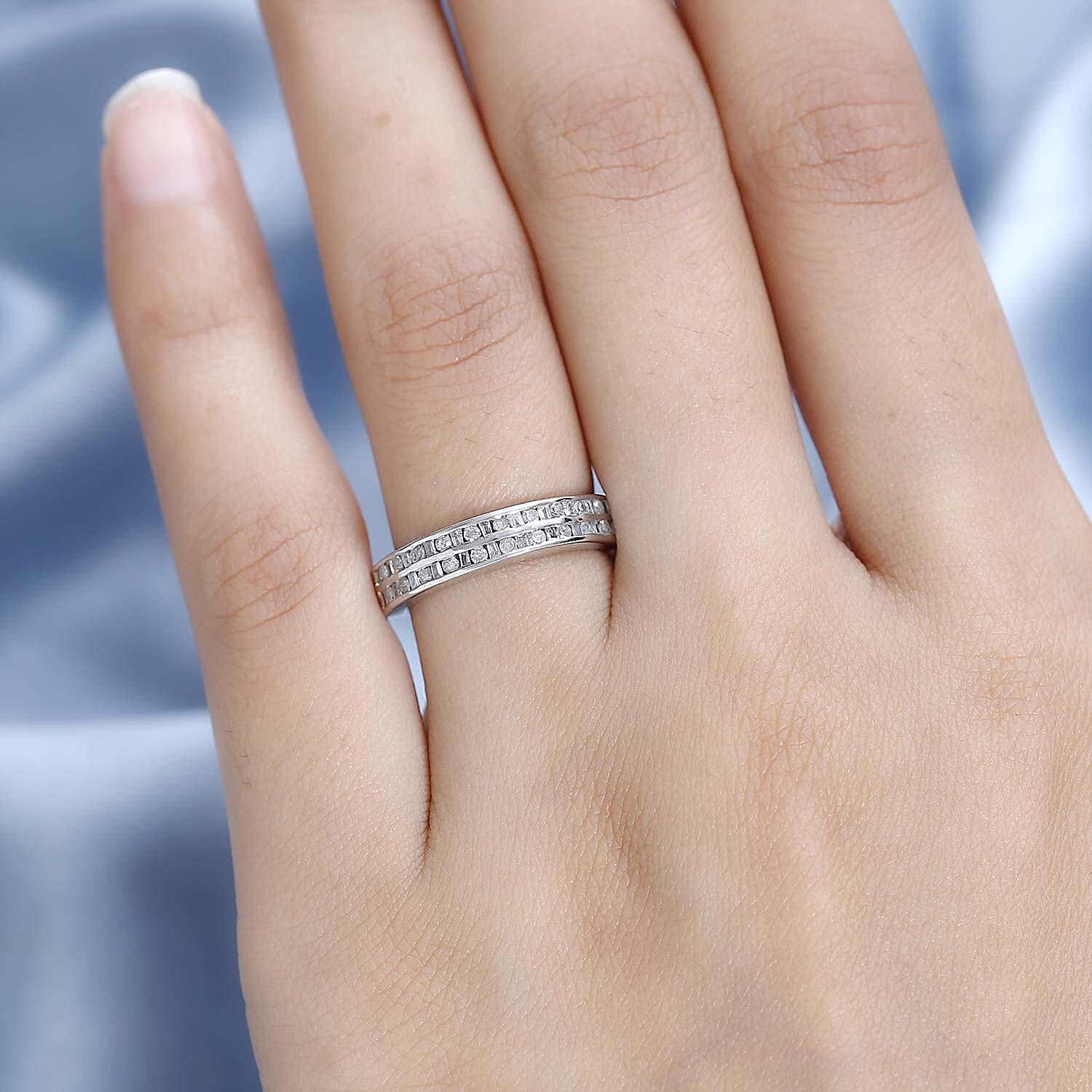 Diamond Half-Eternity Ring in Platinum Overlay Sterling Silver 0.50 Ct