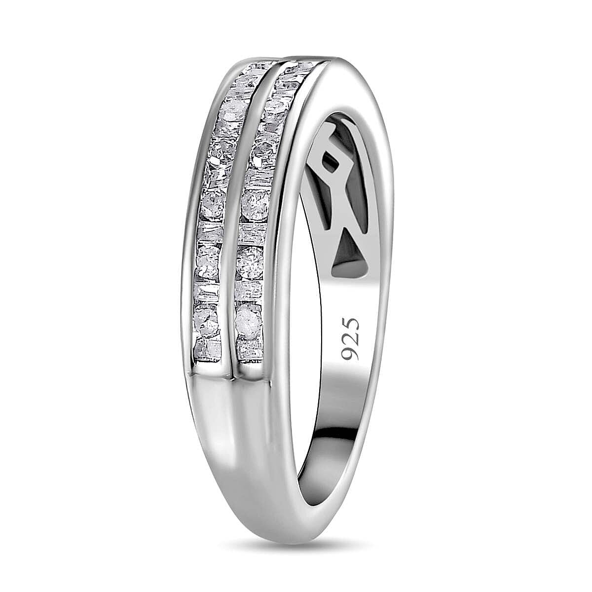 Diamond Half-Eternity Ring in Platinum Overlay Sterling Silver 0.50 Ct
