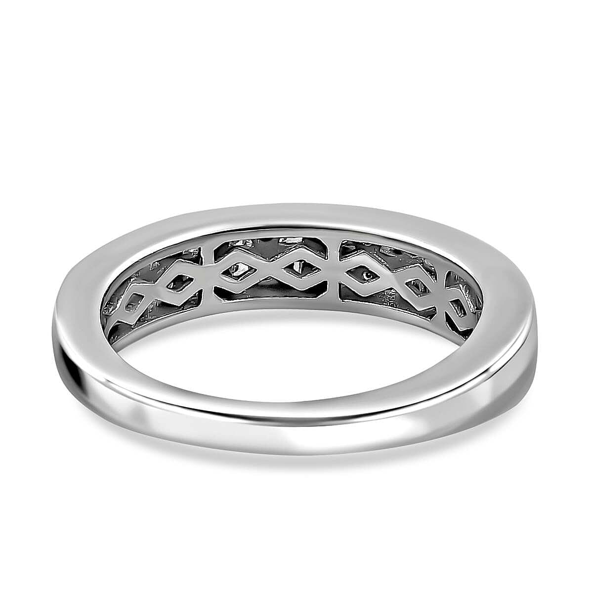 Diamond Half-Eternity Ring in Platinum Overlay Sterling Silver 0.50 Ct