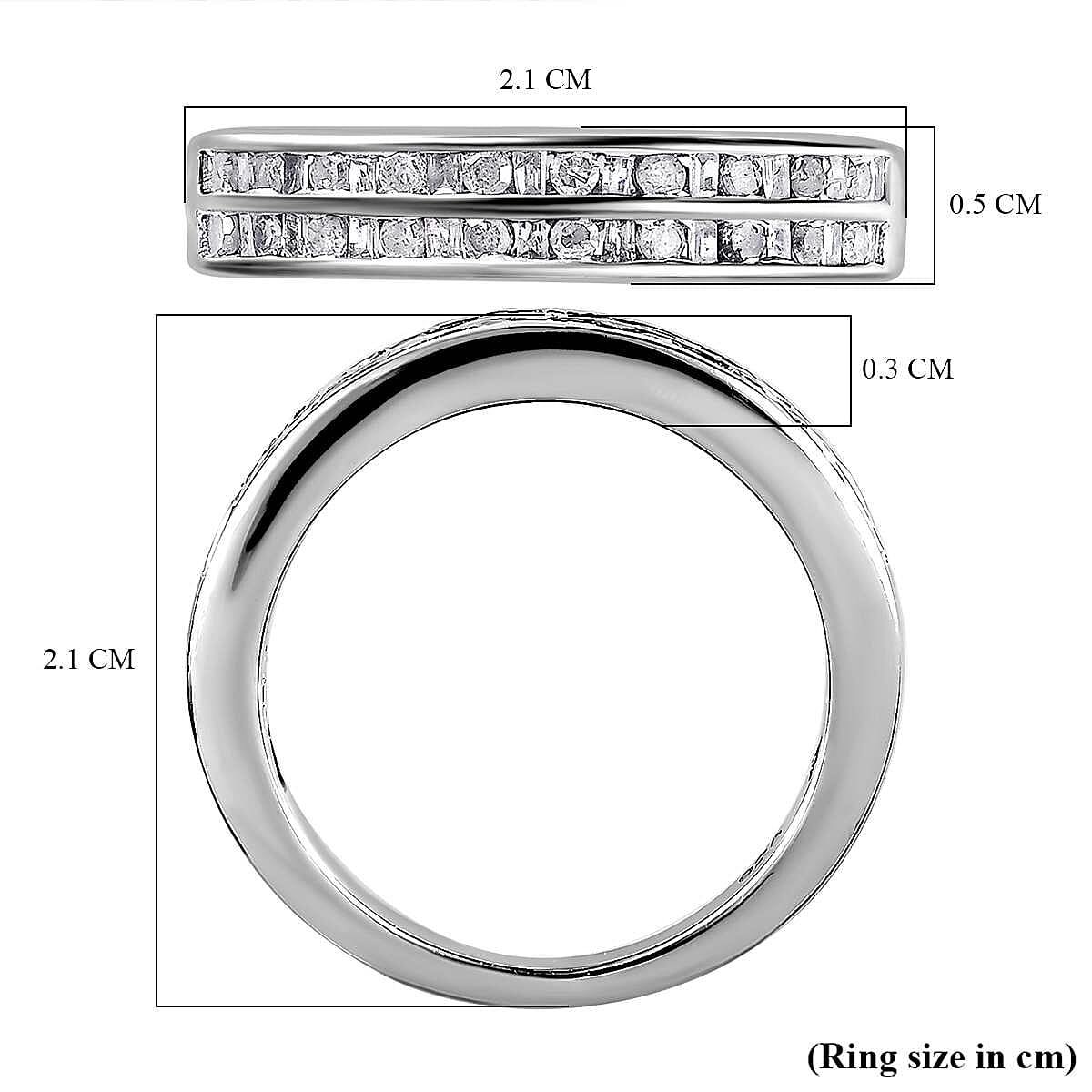 Diamond Half-Eternity Ring in Platinum Overlay Sterling Silver 0.50 Ct