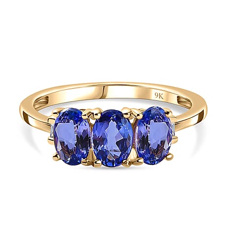 9K Yellow Gold Tanzanite & Diamond Band Ring 1.44 Ct 9K Yellow Gold Tanzanite & Diamond Band Ring 1.44 Ct