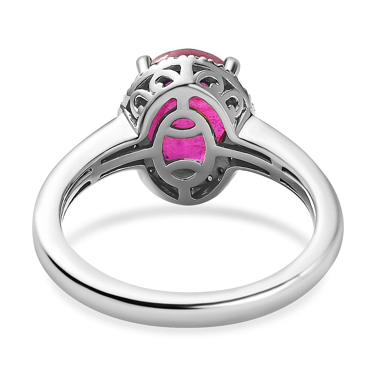 African Ruby & Diamond Ring in Platinum Overlay Sterling Silver 2.70 Ct.