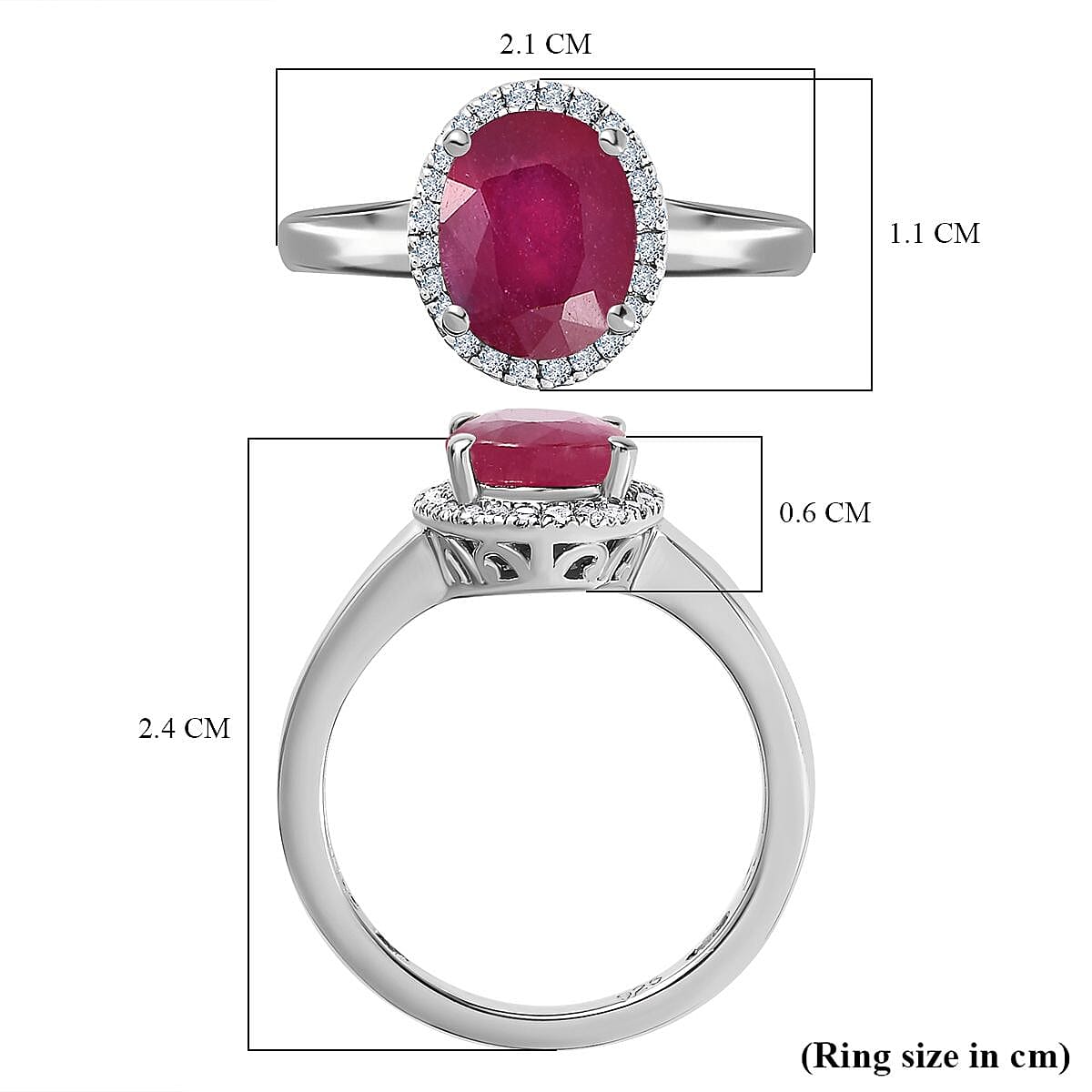 African Ruby & Diamond Ring in Platinum Overlay Sterling Silver 2.70 Ct.