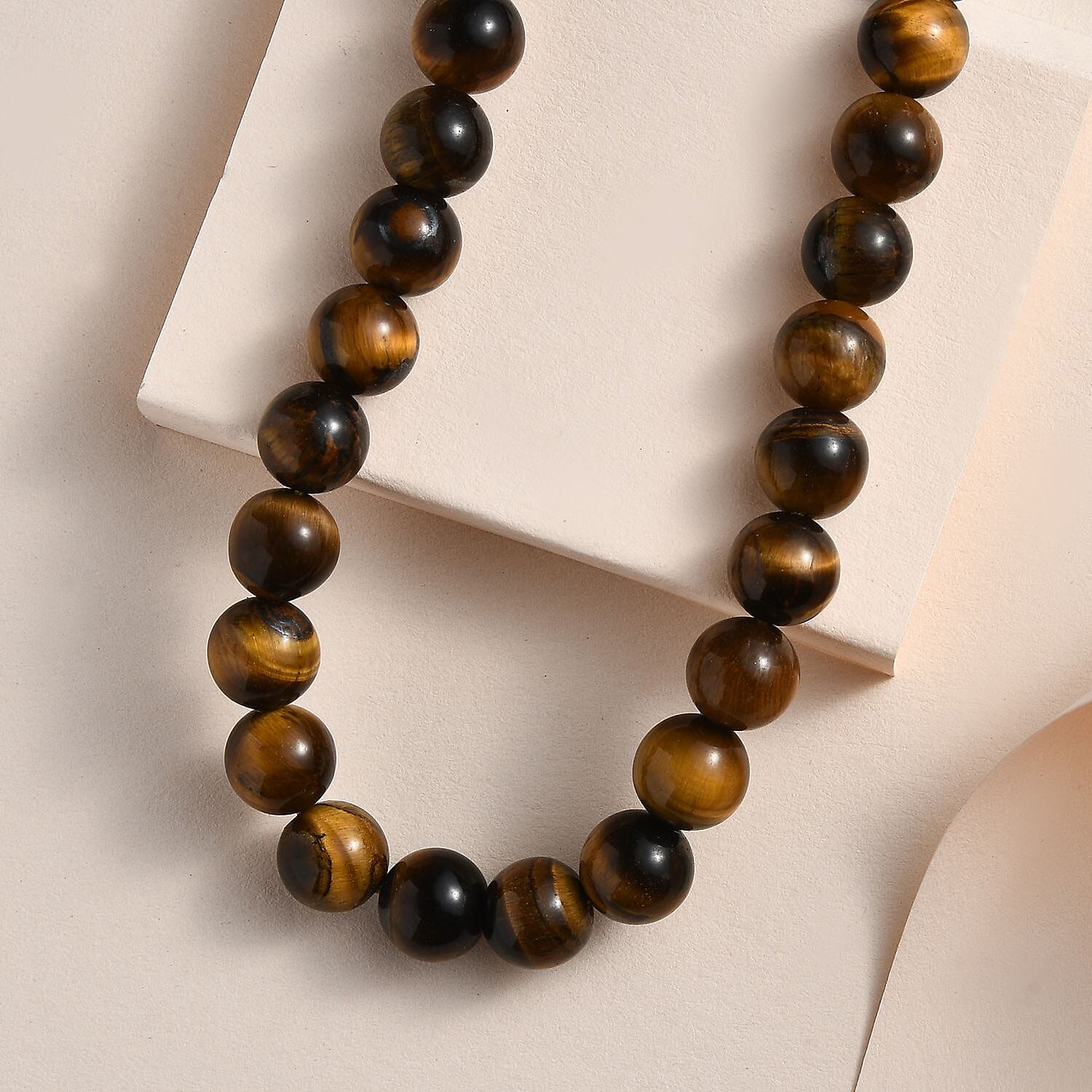  Tigers Eye Necklace (Size - 20) in Rhodium Overlay Sterling Silver 1.00 ct 1.000 Ct.
